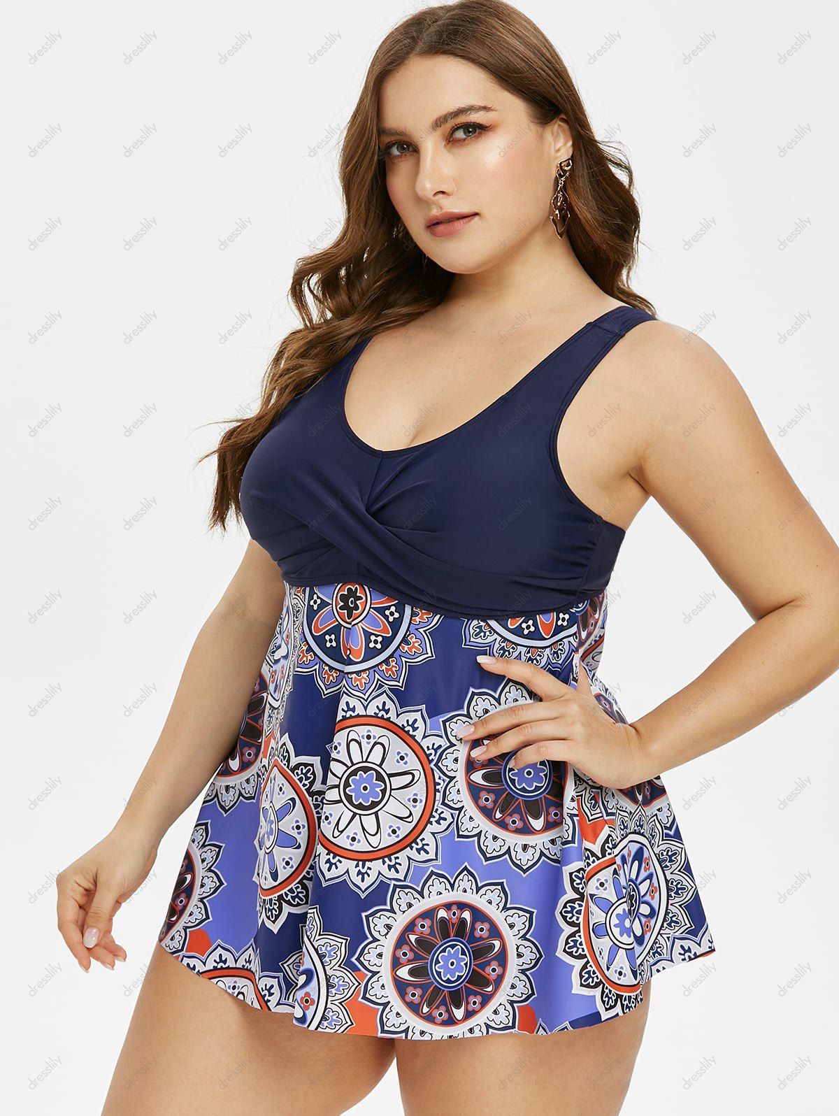 [37% OFF] 2021 Plus Size Tribal Print Crossover One-piece Swimsuit In ...