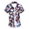 Chemise de Plage Feuille Imprimée Partout - Cadetblue XL