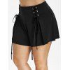 Short à Taille Haute de Grande Taille à Lacets - Noir 1X