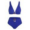 Maillot de Bain Tankini Côtelé Matelassé à Double Boucles - Bleu profond 3XL