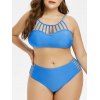 Maillot de Bain Bikini Découpé à Taille Haute - Bleu Dodger 2X