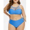 Plus Size Cutout High Rise Bikini Swimwear - DODGER BLUE 5X