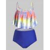 Maillot de Bain Tankini Teinté Croisé Evidé de Grande Taille - Bleu L