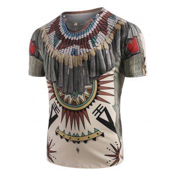 

Tribal Indian Graphic 3D Print T-shirt, Warm white