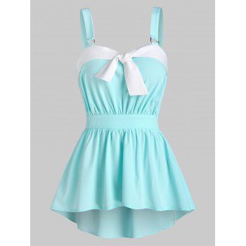 

Tie Knot Peplum Tank Top, Light slate