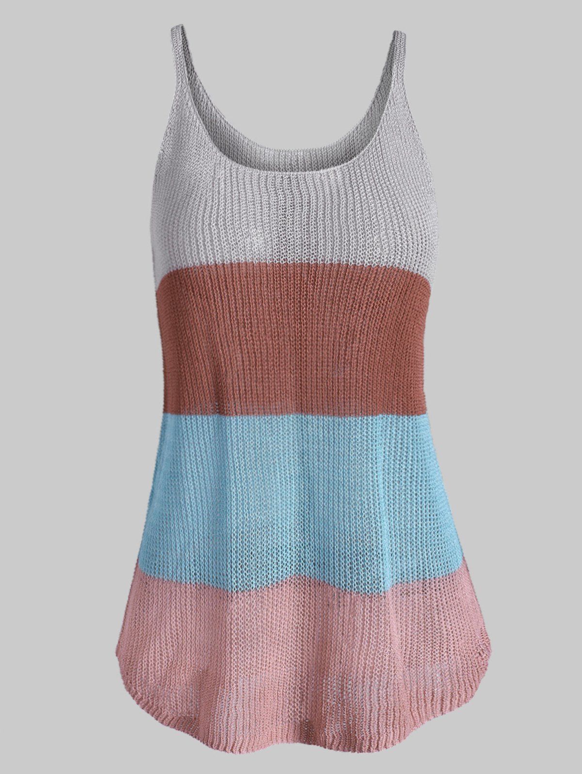 

Colorblock Stripes Knitted Plus Size Tank Top, Multi