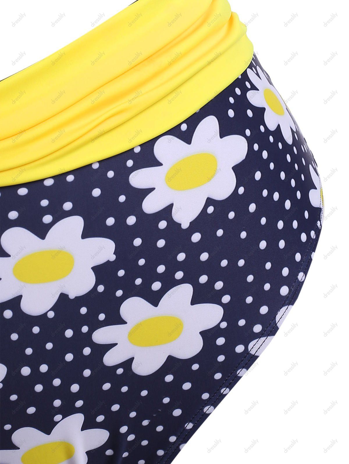 [30% OFF] 2021 Daisy Dotted Knotted High Waisted Plus Size Bikini Swimwear In YELLOW | DressLily