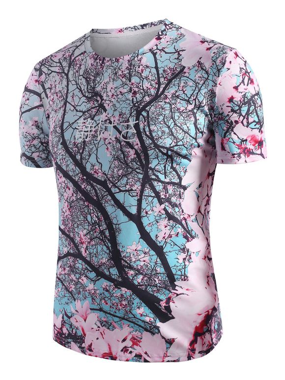 T-shirt de Vacances 3D Fleur de Cerisier Imprimé - multicolor L