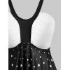 Plus Size Dots Flower Print Tankini Swimwear - BLACK L