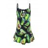 Maillot de Bain Péplum Avocat Imprimé Une-Pièce pour Filles - Vert Trèfle 30