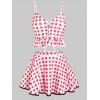 Ensemble de Tankini Rembourré Imprimé en Vichy à Lacets - Rouge L