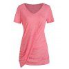 T-shirt Chiné Asymétrique Plissé - Rose Pastèque XL