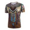 T-shirt Tribal 3D Indien Imprimé - Verge d'Or Foncé M