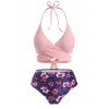 Maillot de Bain Bikini Enveloppant Floral Imprimé Grande-Taille - Rose 1X