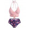 Maillot de Bain Bikini Enveloppant Floral Imprimé Grande-Taille - Rose 4X