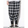Pantalon Sarouel Décontracté à Carreaux Imprimé à Cordon - Blanc XL