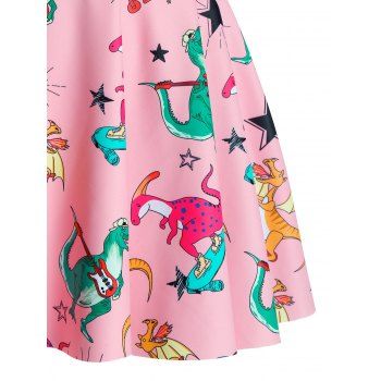Plus Size Star Dinosaur Knotted Tankini Swimwear with Skirt
