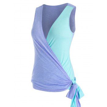 

Plus Size Colorblock Tied Wrap Tank Top, Multicolor