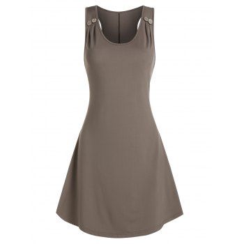 Image of Plain Ruched Sleeveless Mini A Line Dress