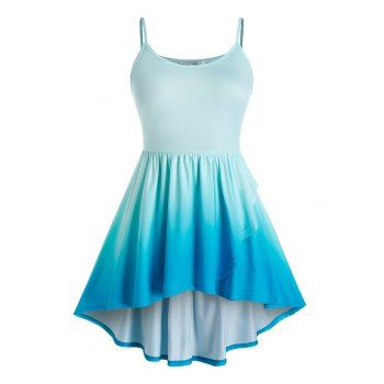 

Plus Size Dip Hem Ombre Cami Top, Blue hosta