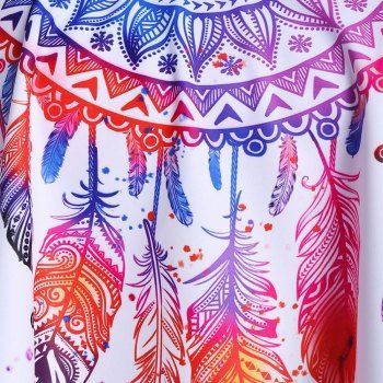 Bohemian Swimsuit Feather Floral Print Crisscross Cinched Tankini Swimwear