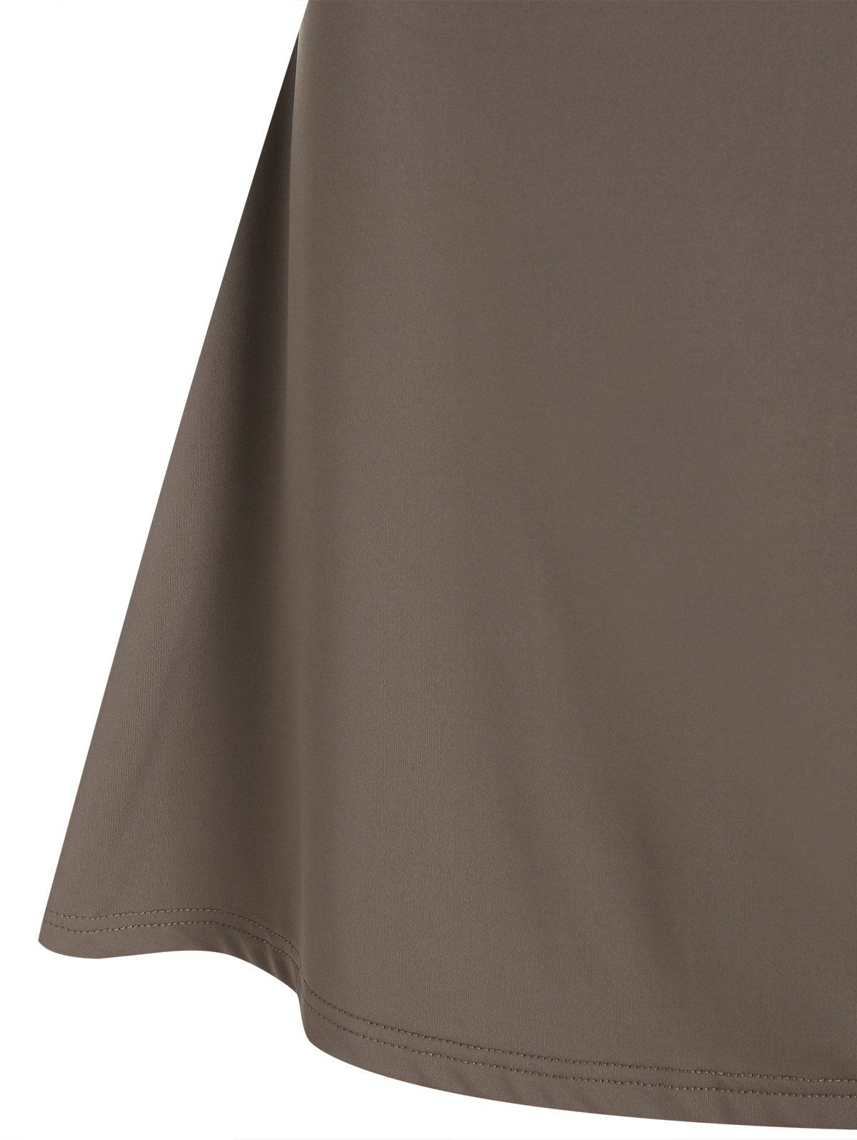 Mini Robe Ligne A Simple Plissée sans Manches - Kaki Foncé L