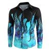 Chemise Boutonnée Motif de Pieuvre et de Galaxie à Manches Longues - multicolor XL