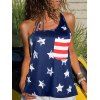 Débardeur Drapeau Américain Imprimé à Col Halter - Bleu profond 3XL