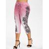 Legging Court 3D Fleur Imprimée de Grande Taille - Rose Rosé 5X