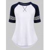 T-shirt Rayé Cousu à Manches Raglan - Blanc 2XL