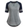 T-shirt Rayé Cousu à Manches Raglan - Gris Clair 2XL