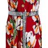 Plus Size Handkerchief Floral Print Midi Dress - RED WINE L
