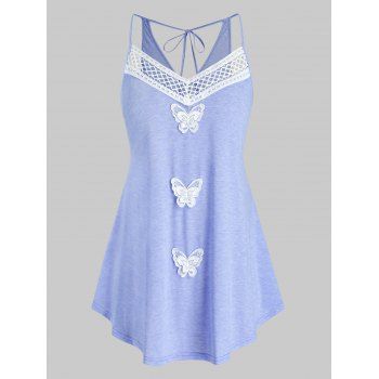 

Plus Size Lace Butterfly Back Tie Cami Top, Crocus purple