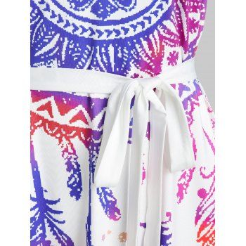 Dream Catcher Bohemian Print Strappy Belted Dress