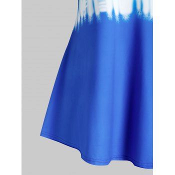 

Plus Size Tie Dye Open Shoulder Criss Cross Tee, Ocean blue