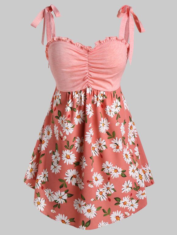 Débardeur à Imprimé Fleur à Taille Haute de Grande Taille - Rose Rosé 1X