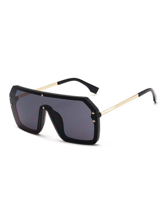 Lunettes de Soleil Rétro Surdimensionnées avec Rivet Une-Pièce - Noir 