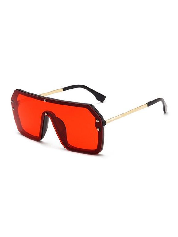 Lunettes de Soleil Rétro Surdimensionnées avec Rivet Une-Pièce - Rouge 
