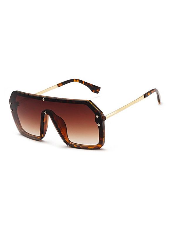 Lunettes de Soleil Rétro Surdimensionnées avec Rivet Une-Pièce - Brun 