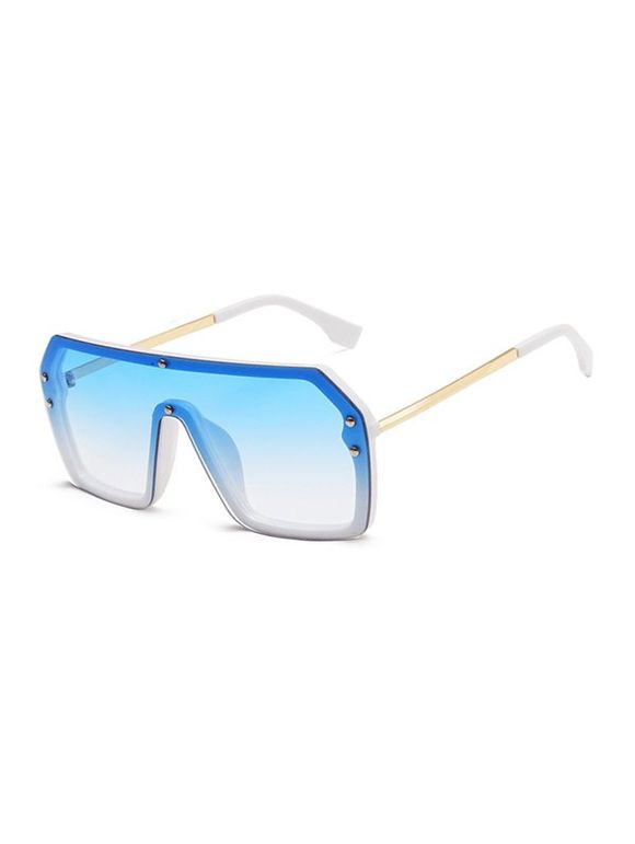 Lunettes de Soleil Rétro Surdimensionnées avec Rivet Une-Pièce - Blanc 