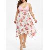 Robe Superposé Fleurie à Bretelle Grande Taille - Rose 1X