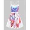 Dream Catcher Bohemian Print Strappy Belted Dress - WHITE M