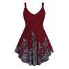 Débardeur Panneau en Dentelle à Imprimé Fleur de Grande Taille - Rouge Vineux 3X