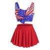 Maillot de Bain Tankini Tordu Drapeau Américain de Grande Taille Trois Pièces - multicolor 5X