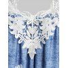 Robe Fleur Imprimée en Dentelle Insérée sans Manches - Ciel Bleu Foncé XL