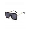 Lunettes de Soleil Rétro Surdimensionnées avec Rivet Une-Pièce - Noir 