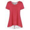 T-shirt Tunique Panneau en Dentelle Transparente à Lacets - Rose Pastèque 3XL