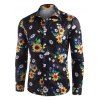 Sunflower Print Button Up Casual Shirt - multicolor XL