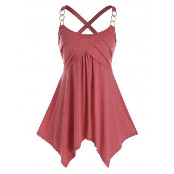

Plus Size Chains Cross Handkerchief Tunic Tank Top, Valentine red