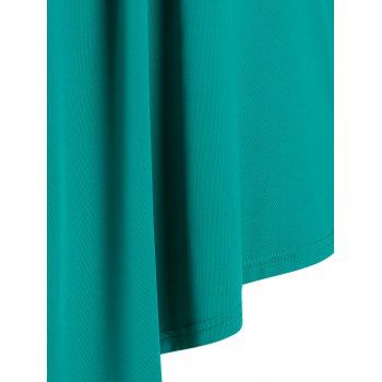 

Plus Size Asymmetric Hem Bowknot Ruched Cami Top, Dark turquoise